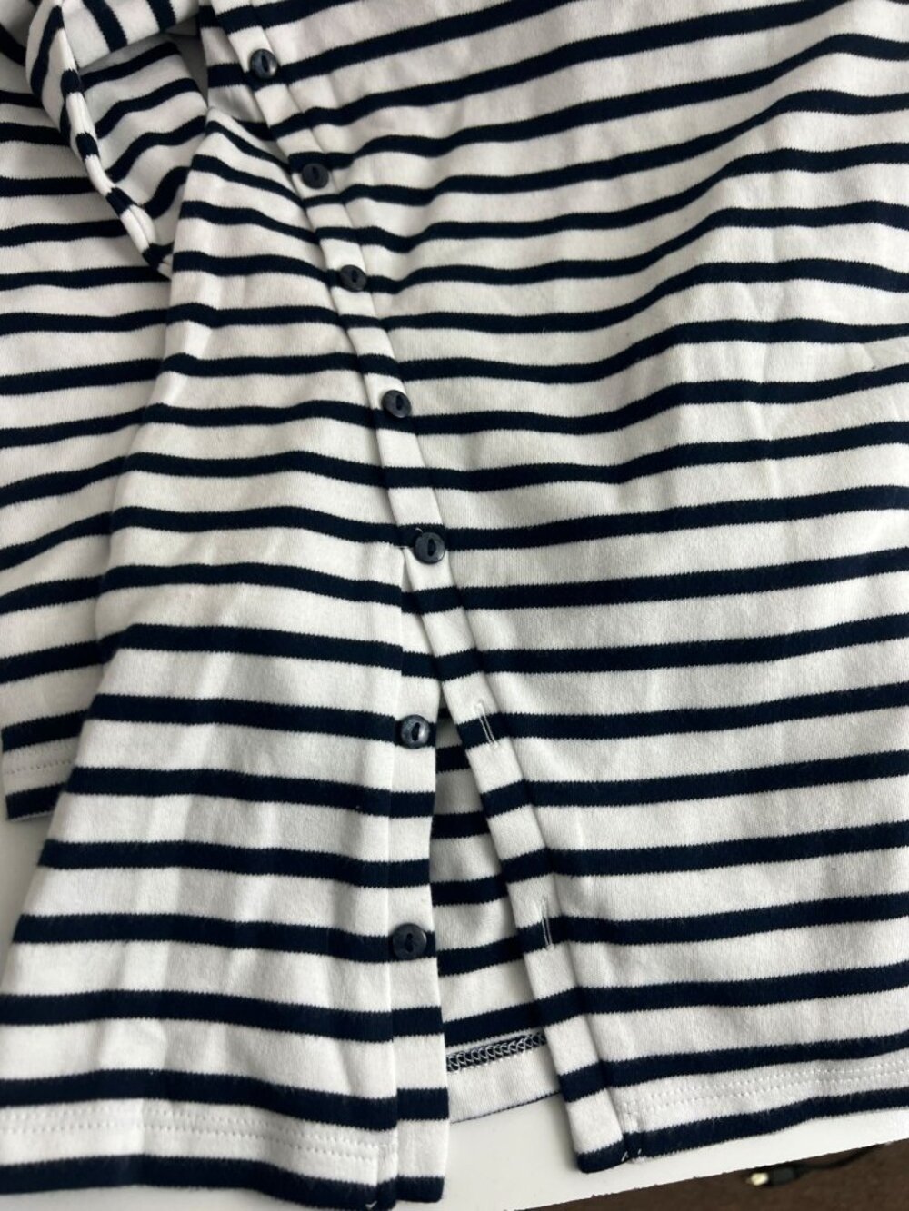 Chico's Stripe Side Button Tunic Top Size 4 US XXL LS Knit Classic Navy NWT - Picture 3 of 8